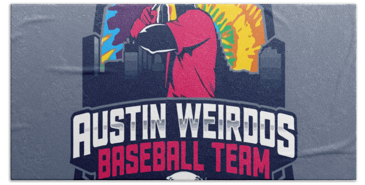 Football Hand Towel featuring the digital art Austin Weirdos Baseball #4 by Rock Star