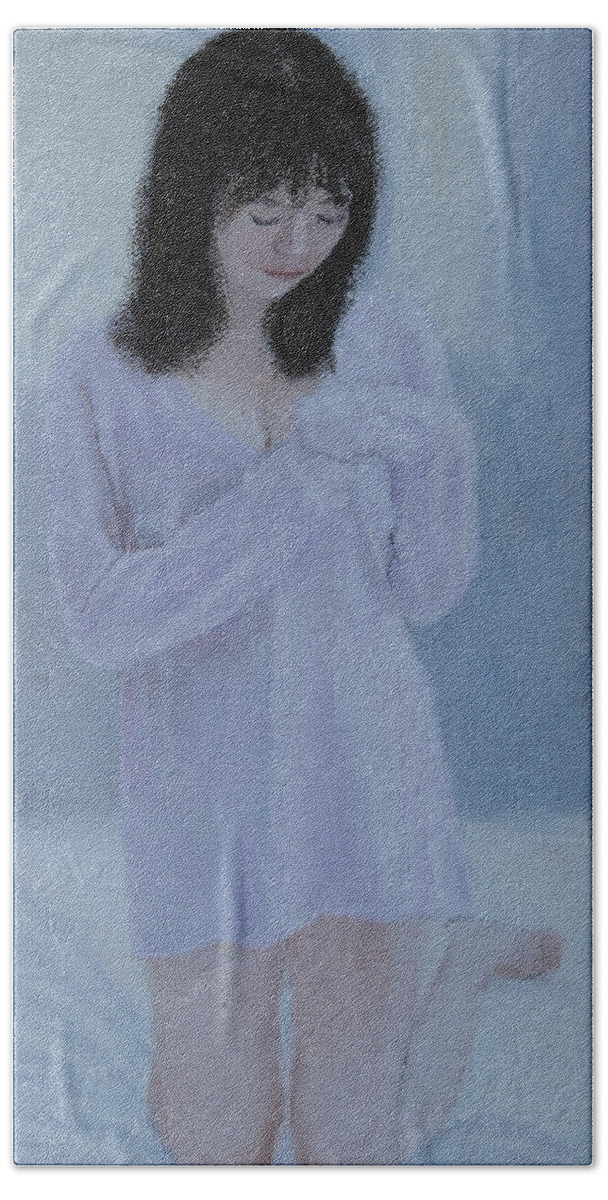 Morning Bath Towel featuring the painting Morning Thought #4 by Masami IIDA