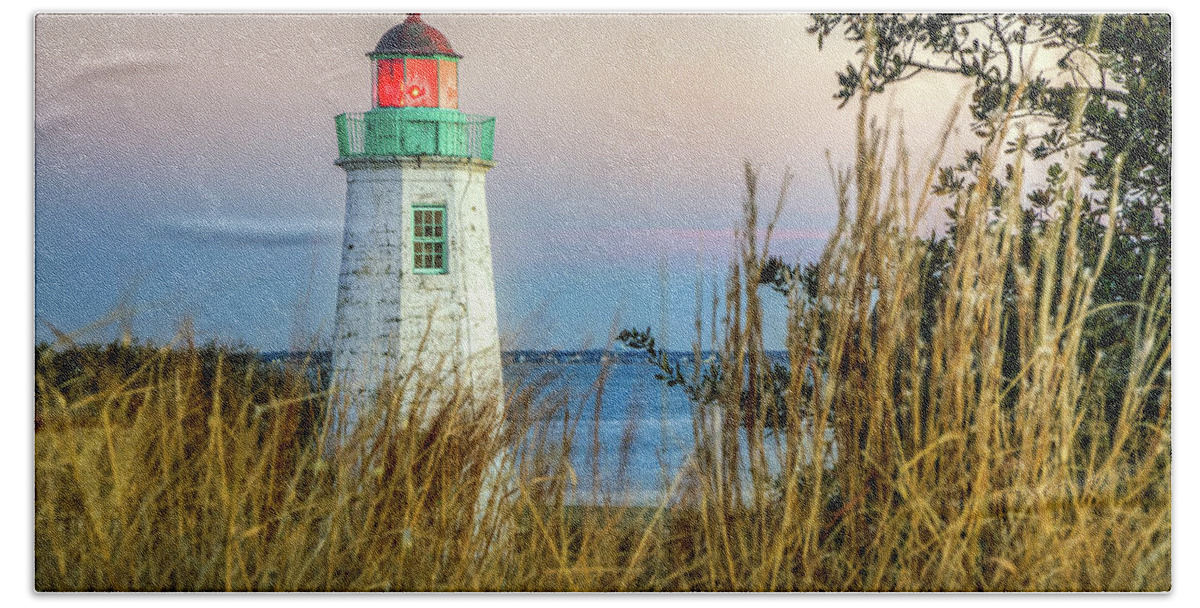 Lighthouse Hand Towel featuring the photograph Old Point Comfort Light #4 by Jerry Gammon