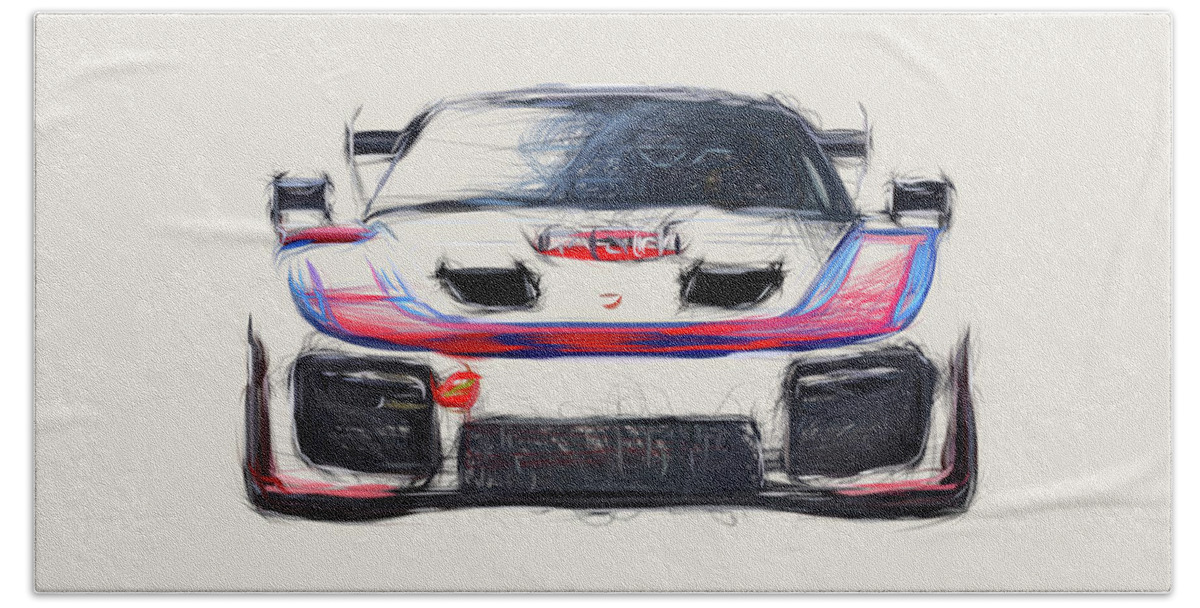 Porsche Bath Towel featuring the digital art Porsche 935 Car Drawing #4 by CarsToon Concept