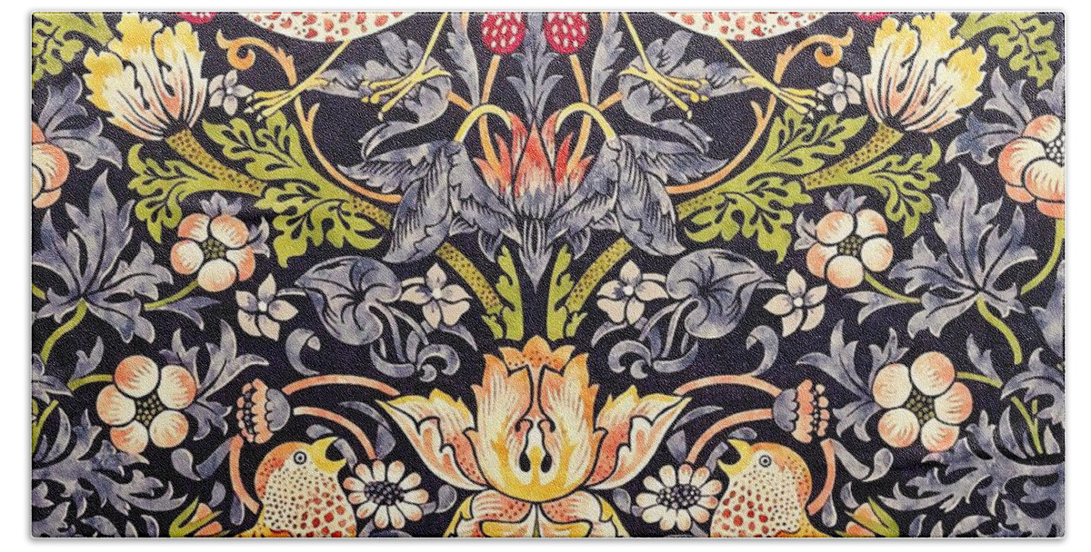 William Morris Bath Sheet featuring the painting Strawberry Thief by William Morris