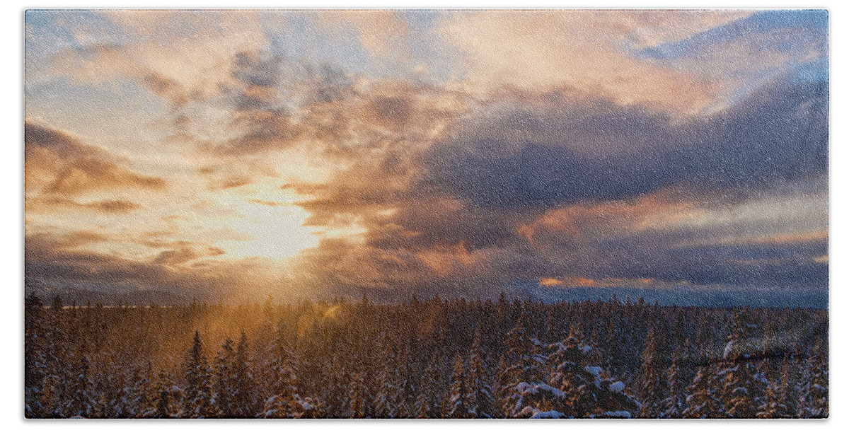 Alaska Hand Towel featuring the photograph Winter Sunset #4 by Michele Cornelius