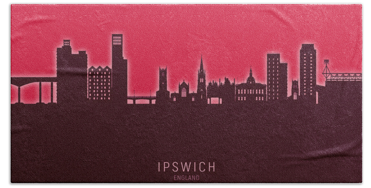 Ipswich Hand Towel featuring the digital art Ipswich England Skyline #40 by Michael Tompsett