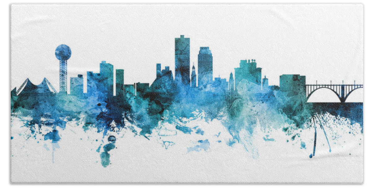 Knoxville Hand Towel featuring the digital art Knoxville Tennessee Skyline by Michael Tompsett