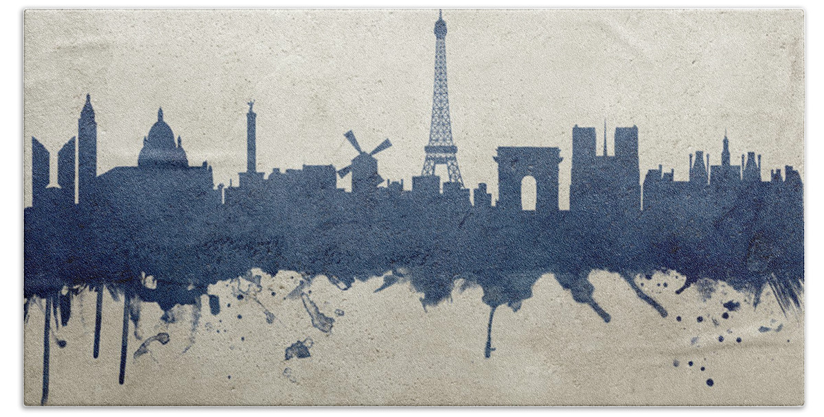 Paris Hand Towel featuring the digital art Paris France Skyline #40 by Michael Tompsett