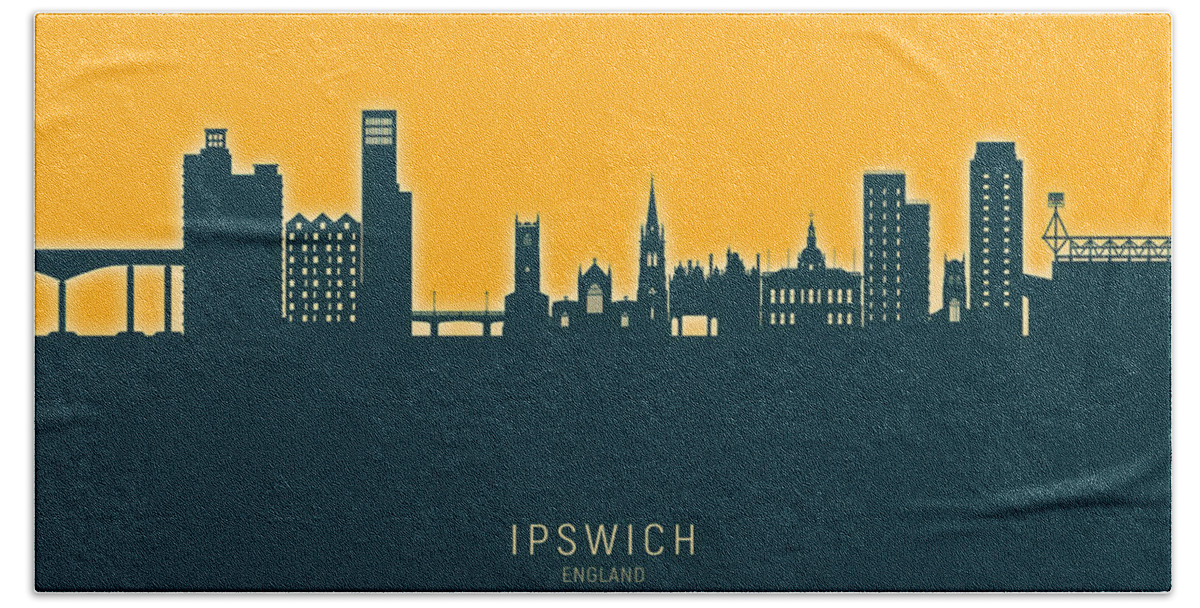 Ipswich Hand Towel featuring the digital art Ipswich England Skyline #41 by Michael Tompsett