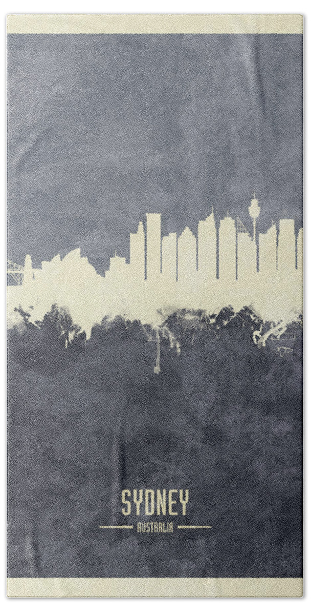 Sydney Bath Towel featuring the digital art Sydney Australia Skyline #41 by Michael Tompsett
