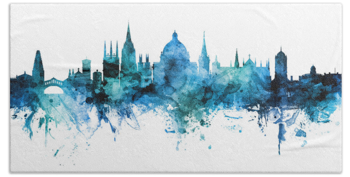 Oxford Hand Towel featuring the digital art Oxford England Skyline by Michael Tompsett