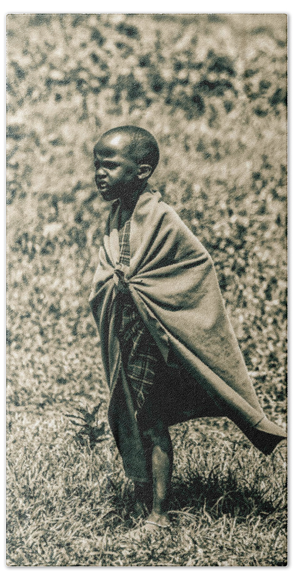 Ngorongoro Maasai Tanzania Bath Towel featuring the photograph Portrait Maasai Child Ngorongoro Tanzania 4323 by Amyn Nasser