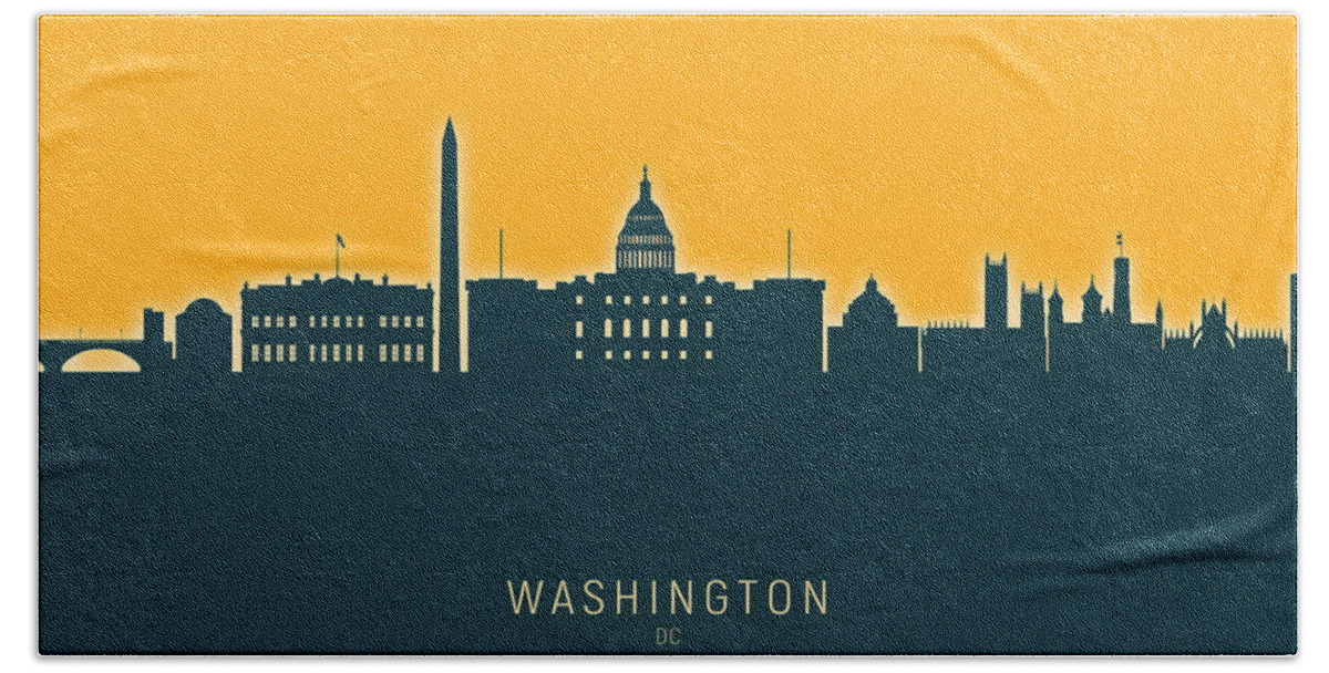 Washington Bath Towel featuring the digital art Washington DC Skyline #46 by Michael Tompsett