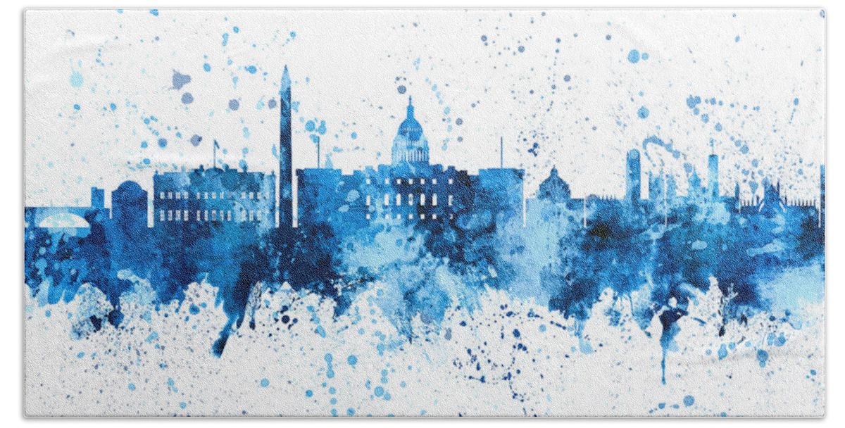 Washington Bath Towel featuring the digital art Washington DC Skyline #49 by Michael Tompsett