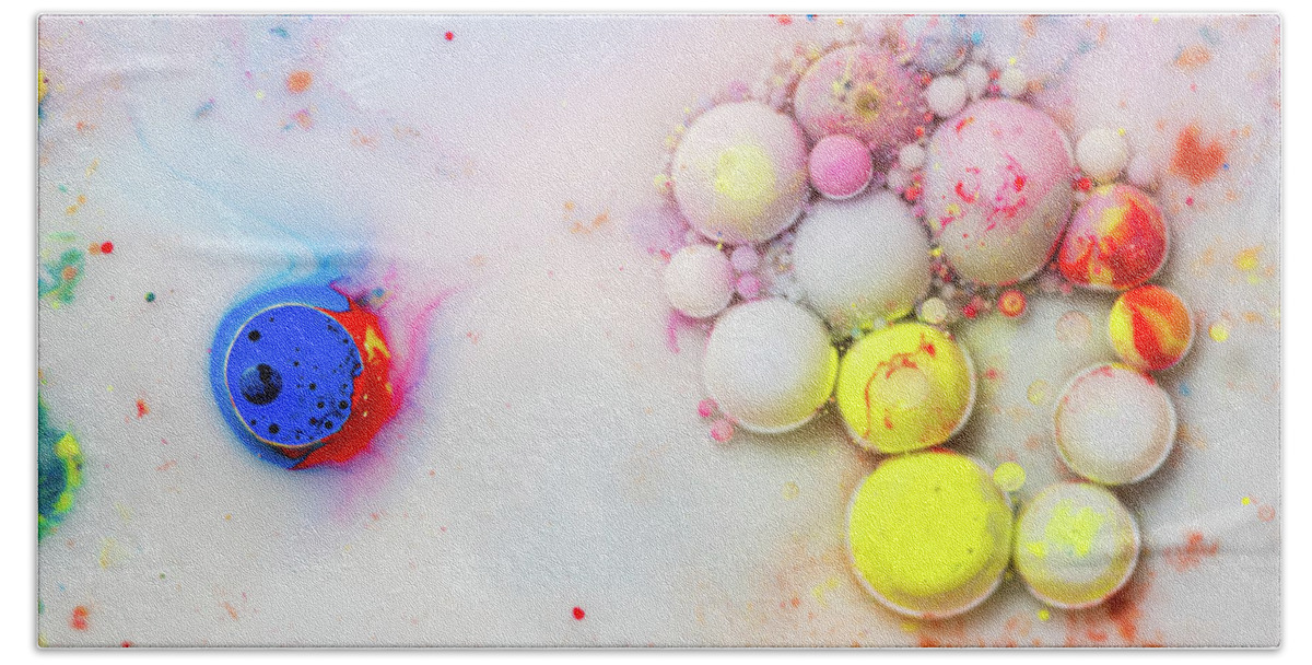 Bubbles Bath Towel featuring the photograph Colorful artistic abstract background bubble painting art #5 by Michalakis Ppalis