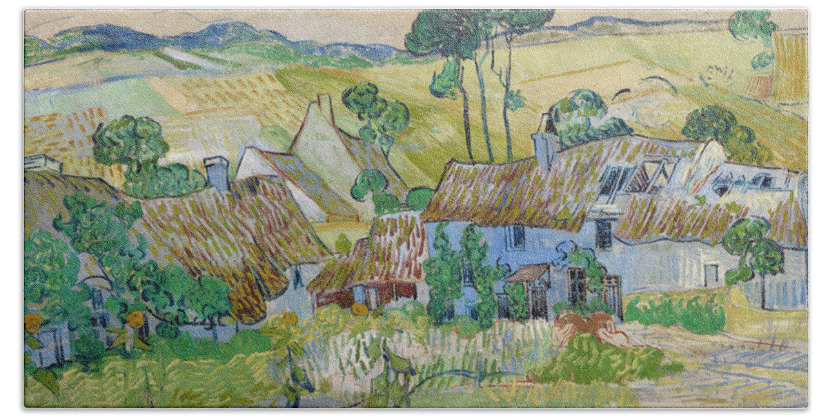 Farms Near Auvers Hand Towel featuring the painting Farms near Auvers #5 by Vincent van Gogh