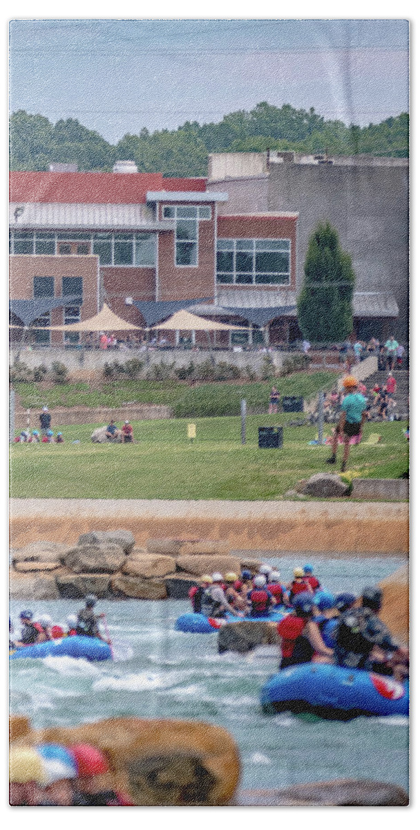 Whitewater Bath Towel featuring the photograph Whitewater Rafting Action Sport At Whitewater National Center In #5 by Alex Grichenko