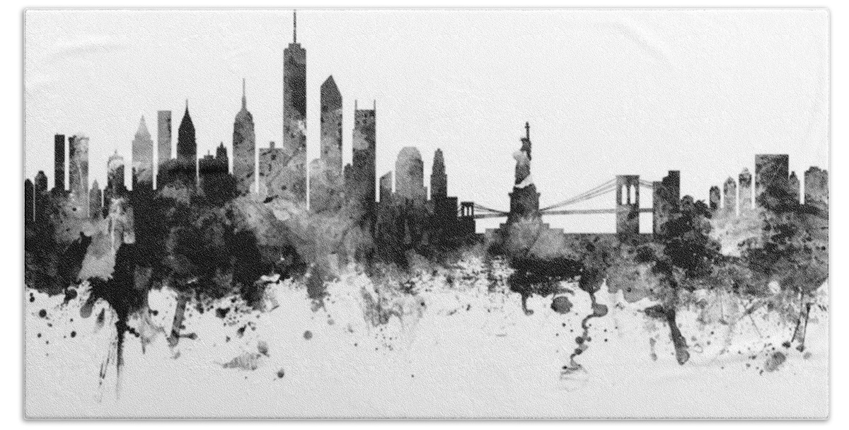 New York Bath Towel featuring the digital art New York Skyline #53 by Michael Tompsett