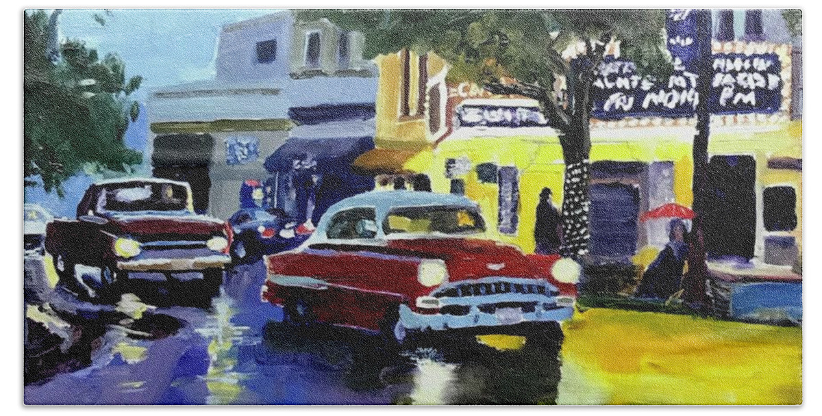 1954 Chevy Hand Towel featuring the painting '54 Chevy #54 by Shawn Smith