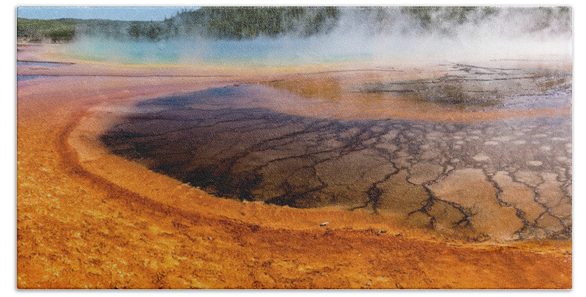 Travel Bath Towel featuring the photograph Grand Prismatic Spring in Yellowstone National Park #55 by Alex Grichenko