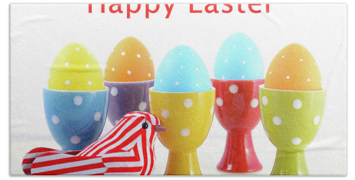 April Bath Towel featuring the photograph Bright Color Easter Eggs #6 by Milleflore Images