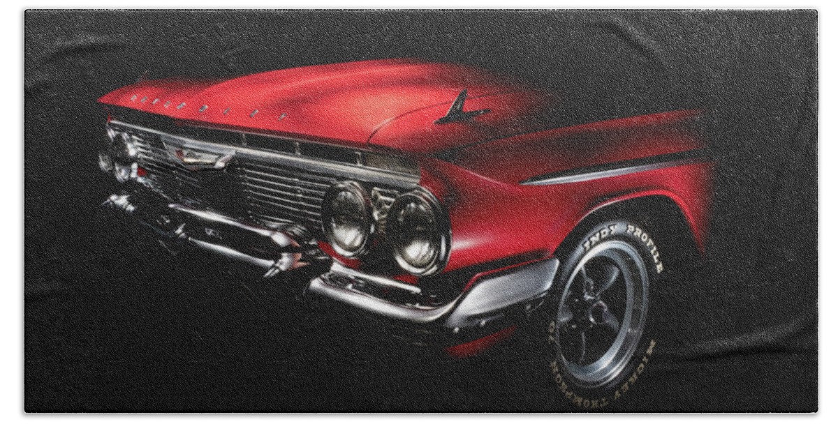 Chevrolet Bath Towel featuring the photograph '61 Impala Three Qtr #61 by Douglas Pittman