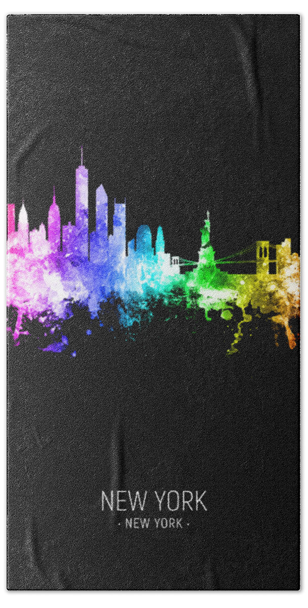 New York Bath Towel featuring the digital art New York Skyline #65 by Michael Tompsett