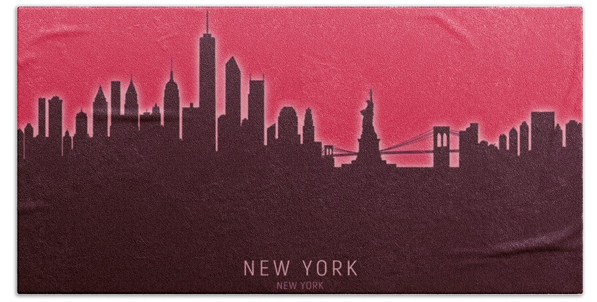 New York Hand Towel featuring the digital art New York Skyline by Michael Tompsett