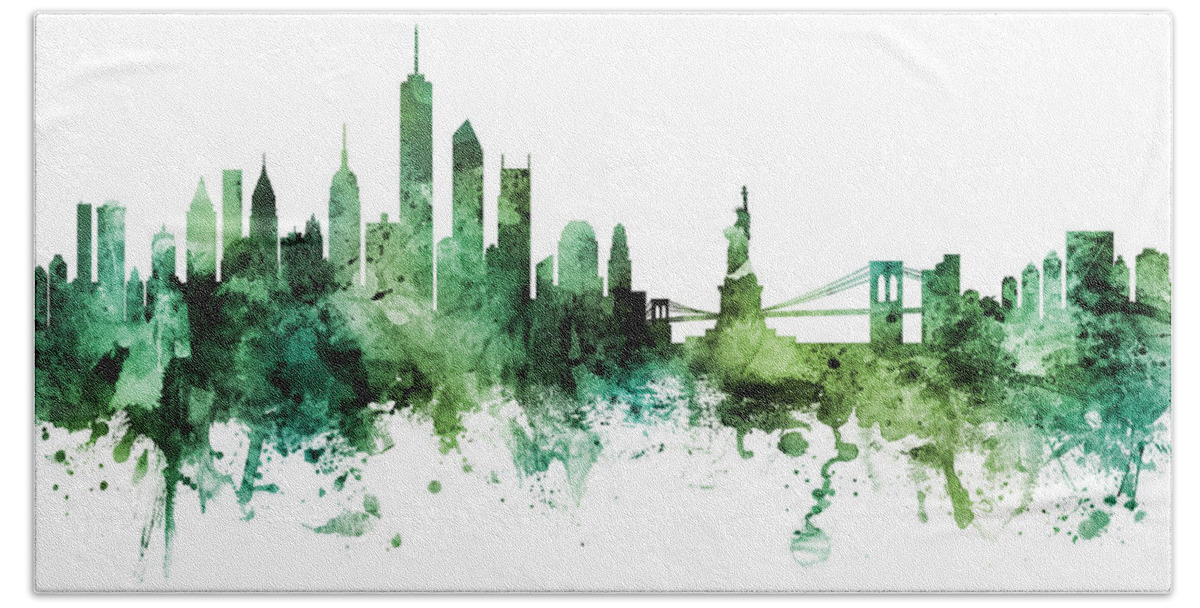 New York Bath Towel featuring the digital art New York Skyline #68 by Michael Tompsett