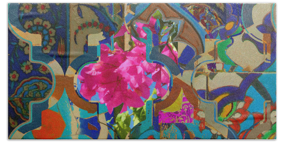 Flowers Bath Towel featuring the mixed media Floral #7 by Seema Z