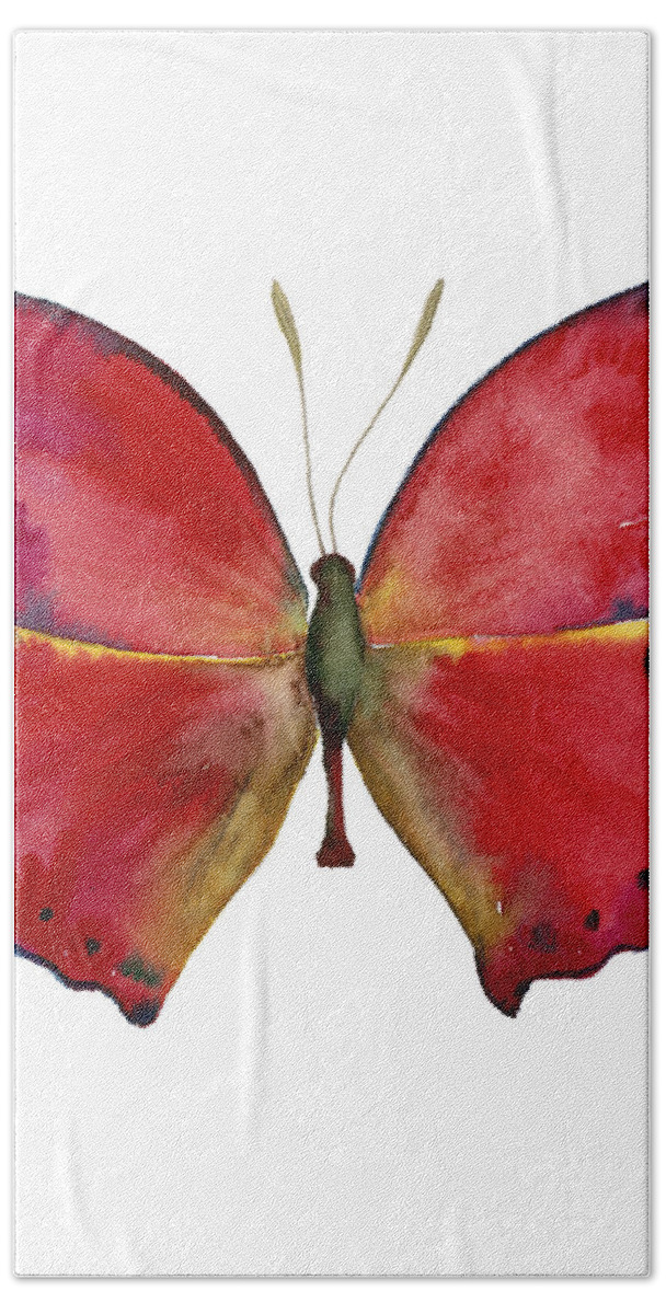 Red Butterfly Bath Towel featuring the painting 83 Red Glider Butterfly by Amy Kirkpatrick