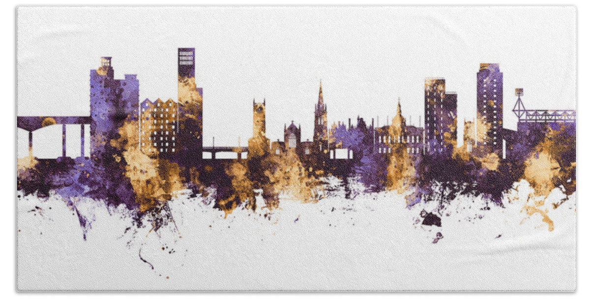 Ipswich Hand Towel featuring the digital art Ipswich England Skyline #9 by Michael Tompsett