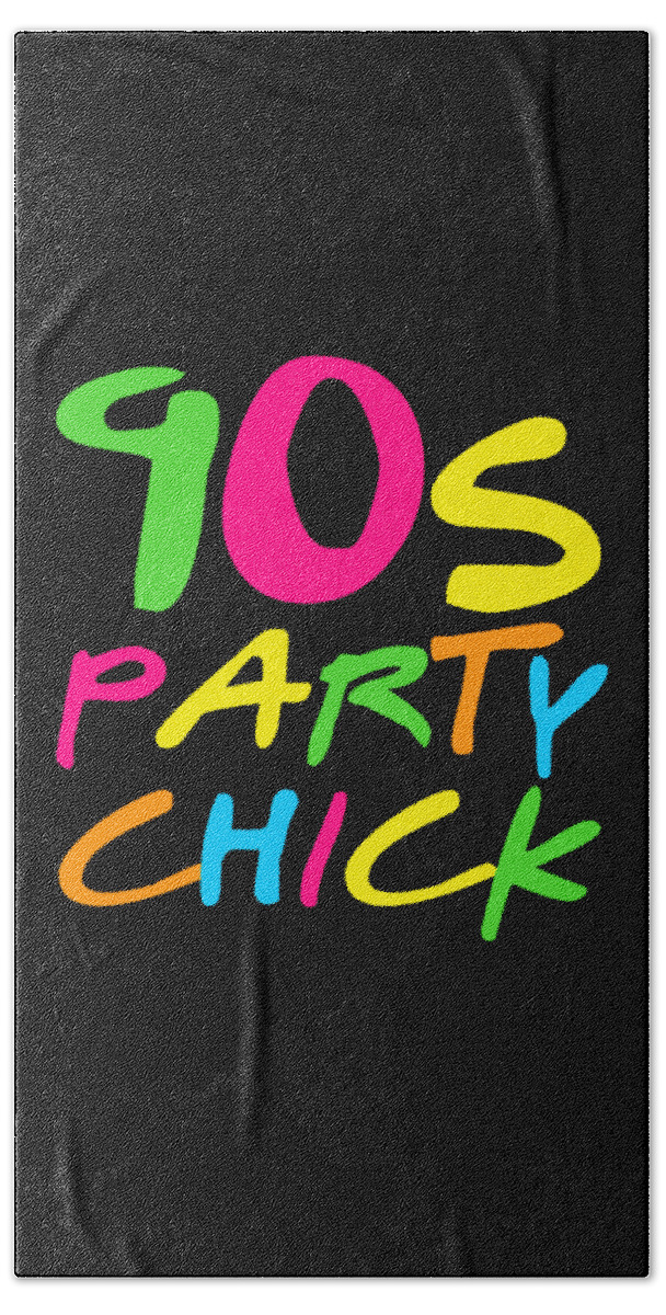Retro Bath Towel featuring the digital art 90s Party Chick by Flippin Sweet Gear