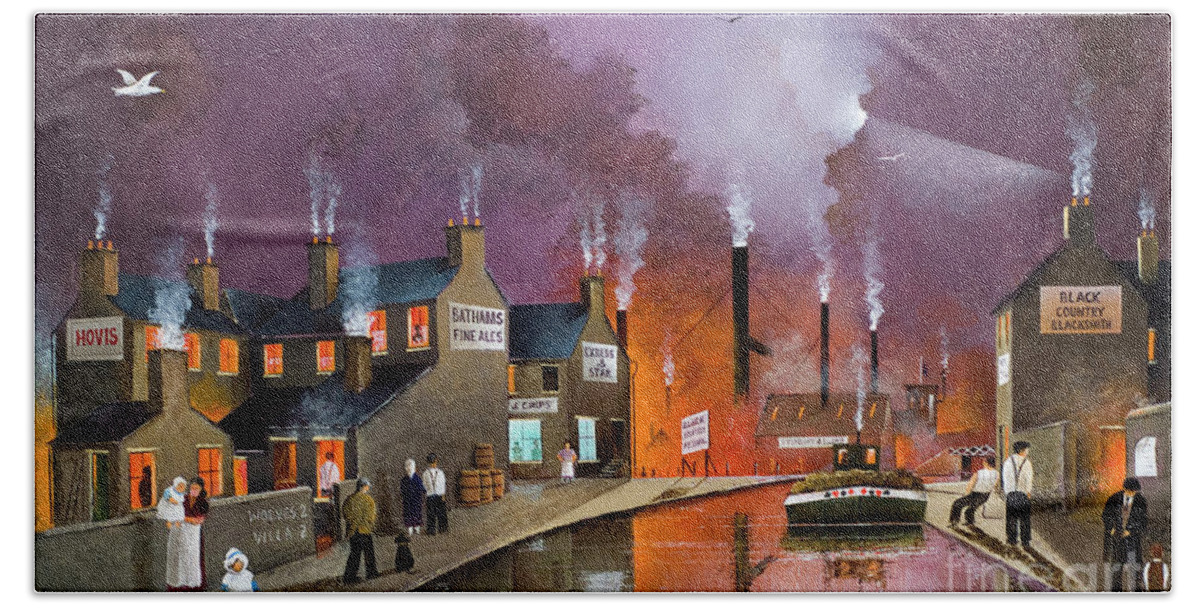 England Bath Towel featuring the painting A Blackcountry Community - England by Ken Wood