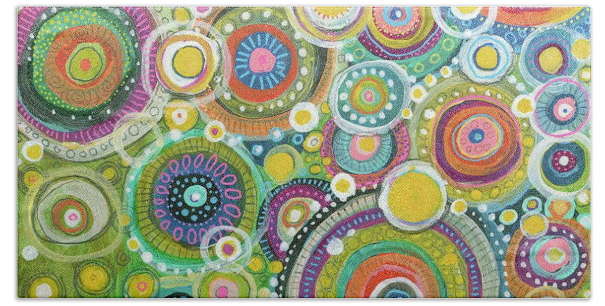 Circles Painting Hand Towel featuring the painting A Beautiful Mess by Tanielle Childers