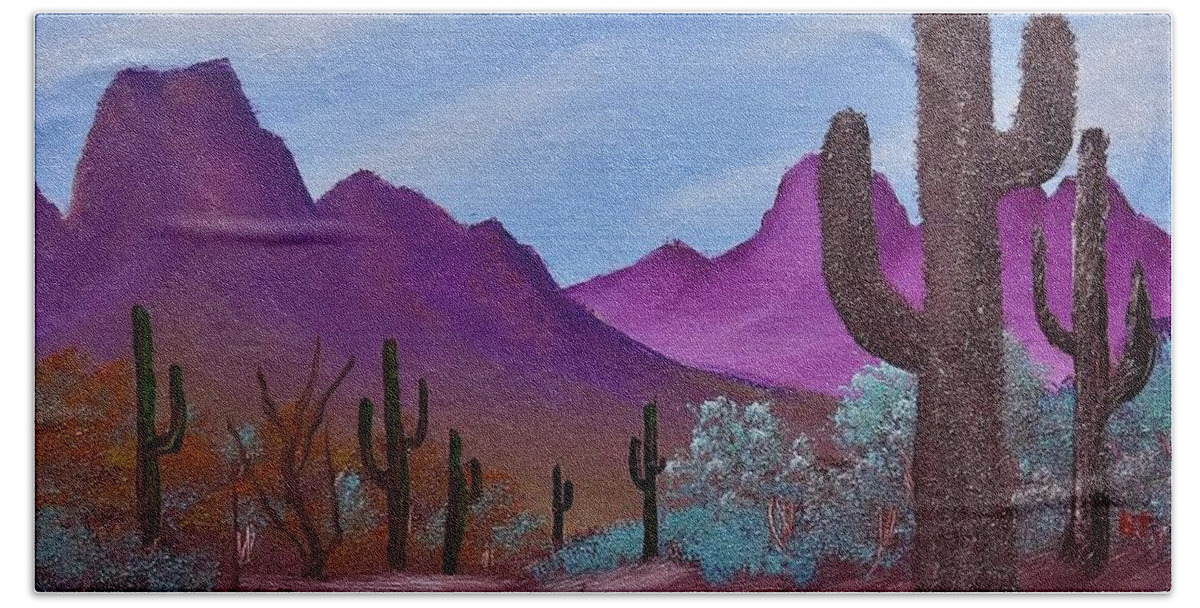  Bath Towel featuring the painting A Desert Glow by Jesse Entz