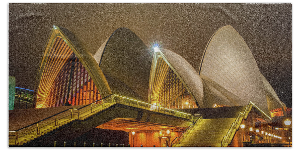 Architecture Bath Towel featuring the photograph A different angle on the opera house by Rick Deacon
