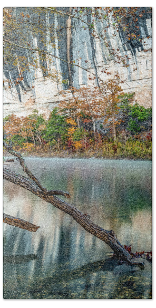 Roark Bluff Bath Towel featuring the photograph A Divine Display Of Autumn Color Along Roark Bluff by Gregory Ballos