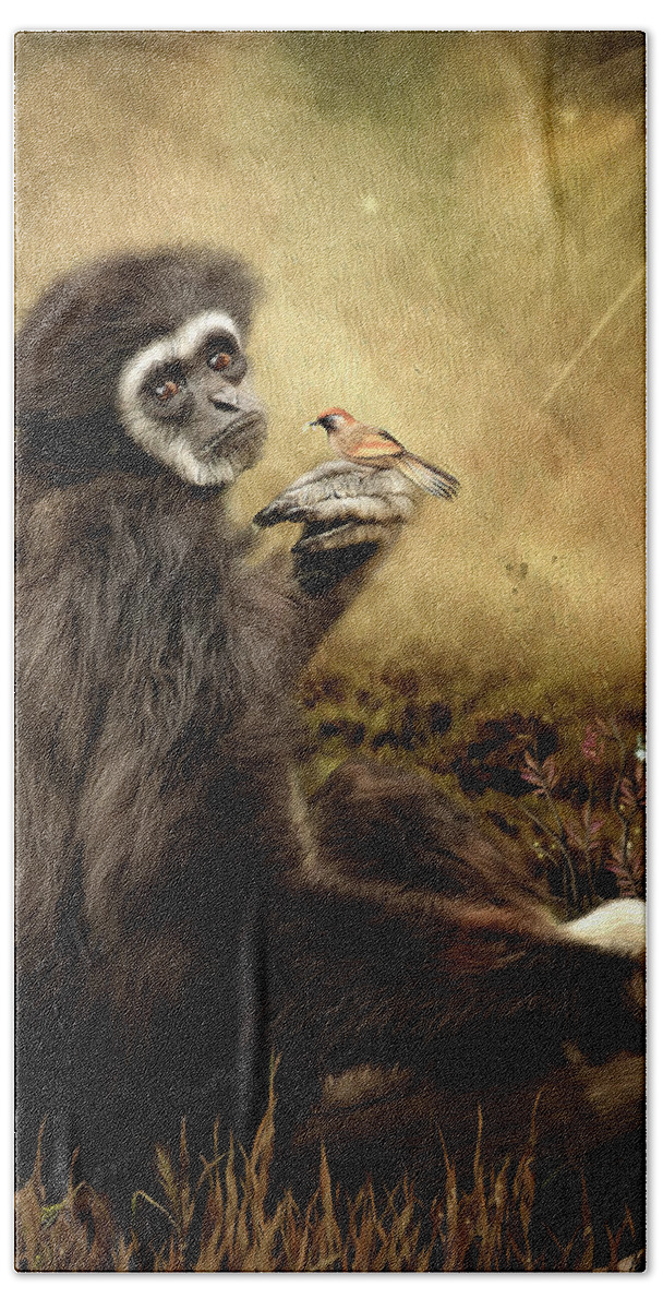 Monkey Bath Towel featuring the digital art A Friend by Maggy Pease