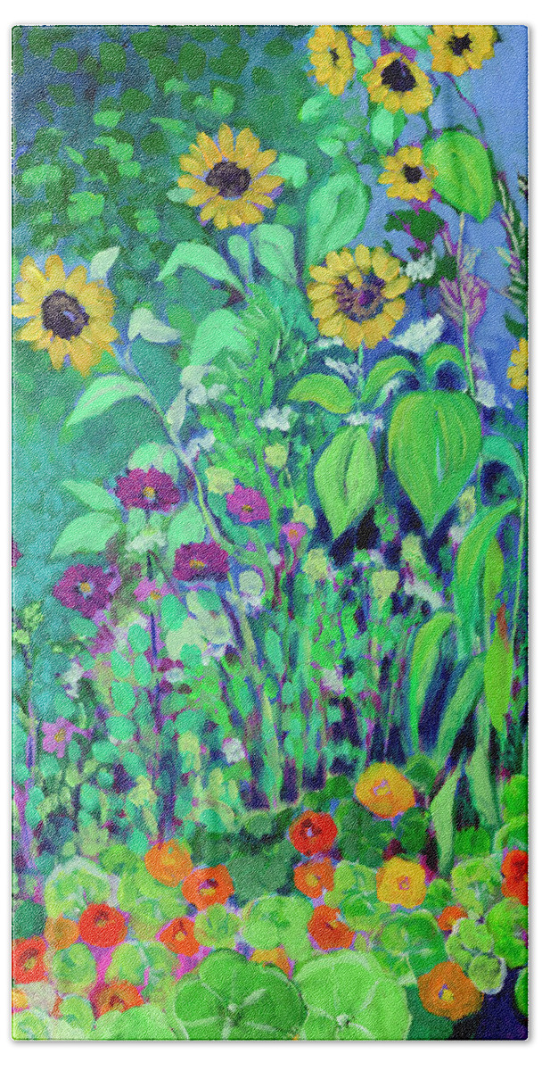 Floral Hand Towel featuring the painting A Garden View by Jennifer Lommers