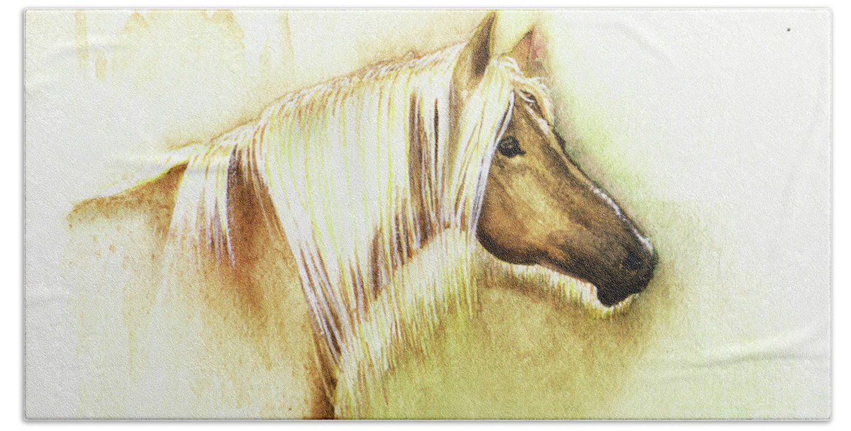 Equine Art Bath Towel featuring the painting A horse by the Taj by Remy Francis