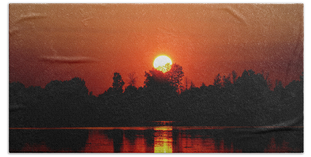 Sunset Hand Towel featuring the photograph A Kayaker's Sunset by Wild Fotos