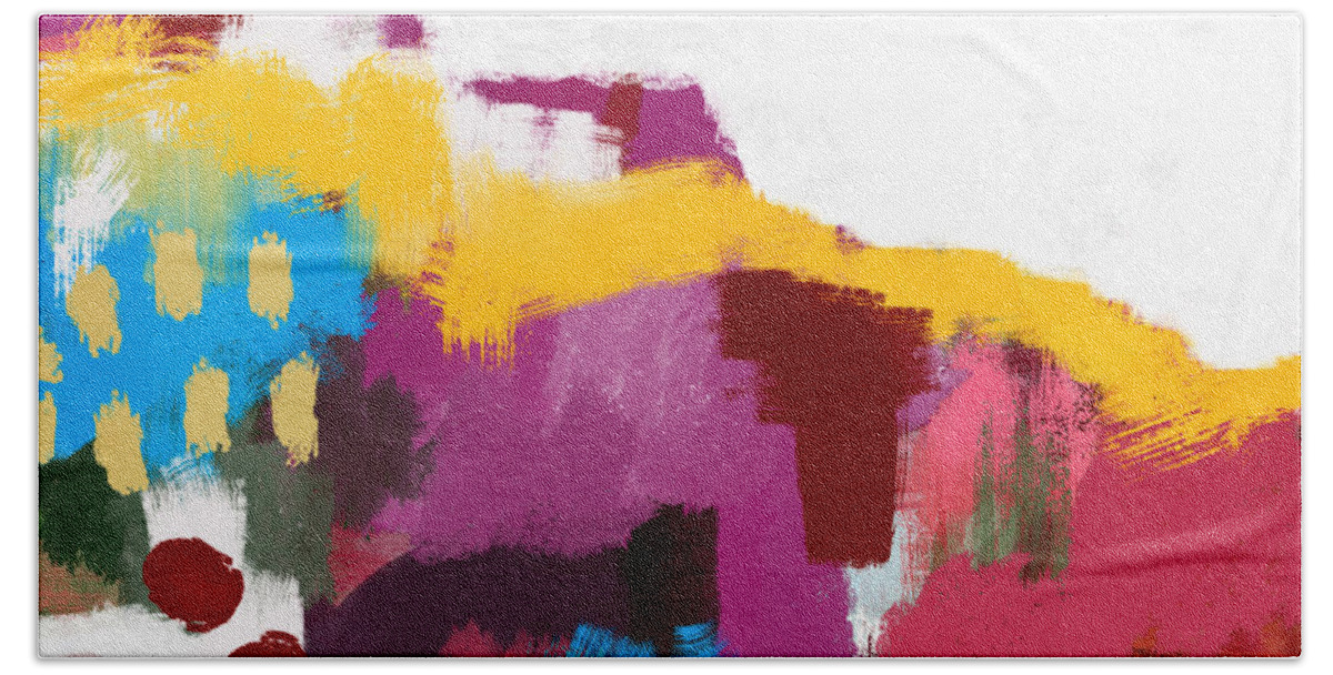 Abstract Hand Towel featuring the mixed media A Million Dreams 3- Art by Linda Woods by Linda Woods