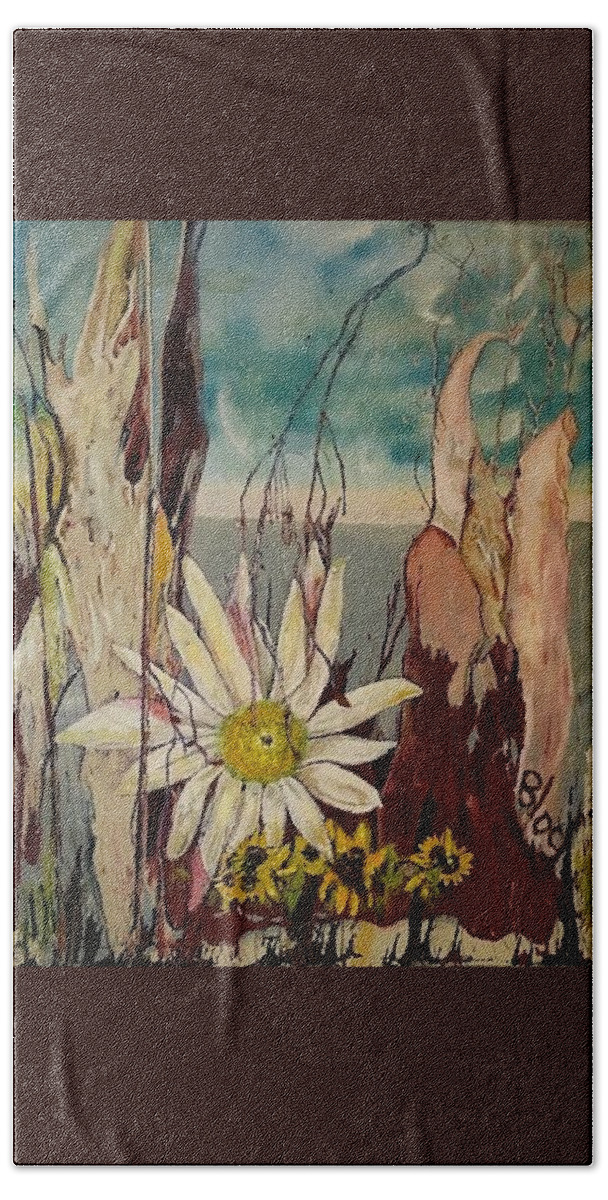 Trees Bath Towel featuring the painting A Moment on Tybee by Peggy Blood