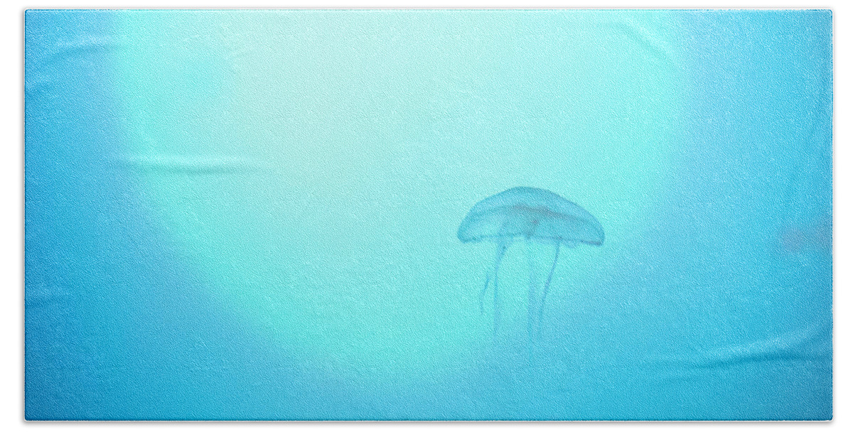 Jellyfish Hand Towel featuring the photograph A peaceful floating jellyfish by Maria Dimitrova