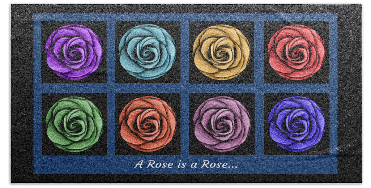 Abstract Hand Towel featuring the digital art A Rose is a Rose Collage - No.1 by Ronald Mills