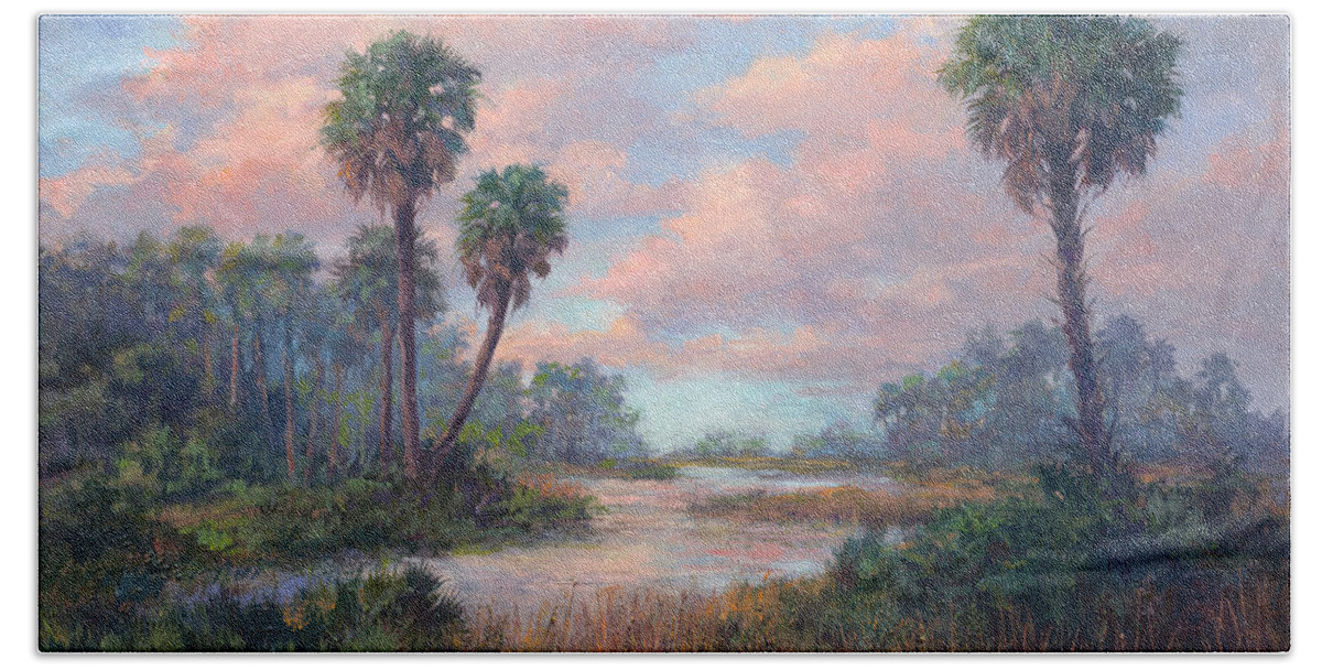 Everglades Hand Towel featuring the painting A time Past by Laurie Snow Hein