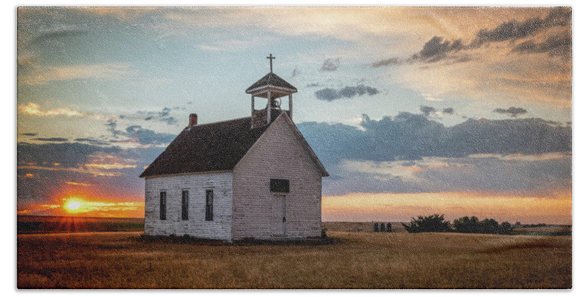 Abbott Church Hand Towel featuring the photograph Abbott Church at Sunset by Kevin Schwalbe