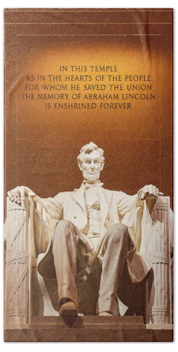 Abraham Lincoln Memorial Bath Towel featuring the photograph Abraham Lincoln by Peter Boehringer