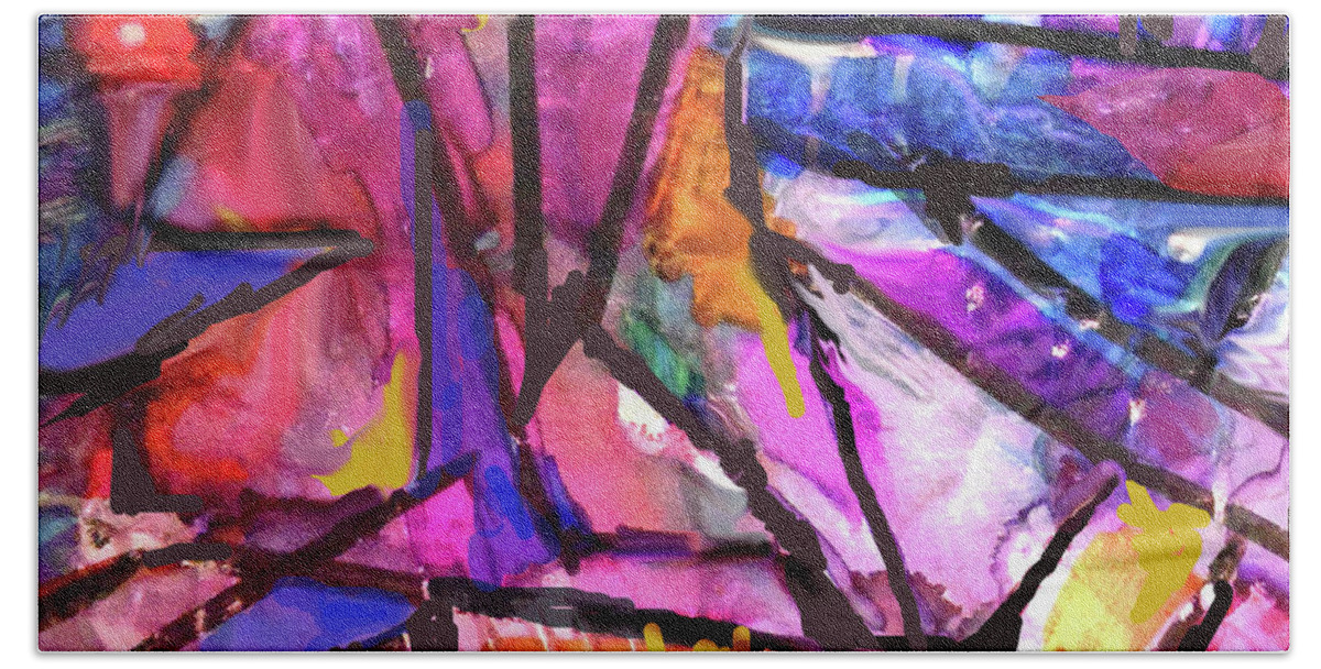 Colorful Abstract Hand Towel featuring the painting Abstract 11-2021 by Jean Batzell Fitzgerald