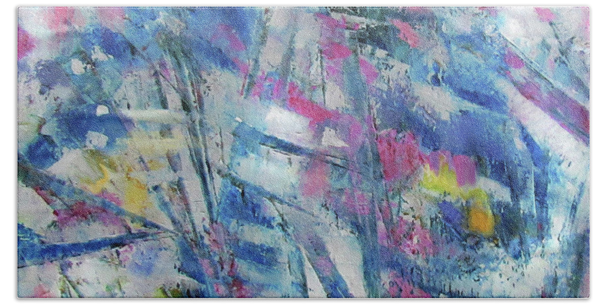 Colorful Abstract Hand Towel featuring the painting Abstract 4-17-20 by Jean Batzell Fitzgerald