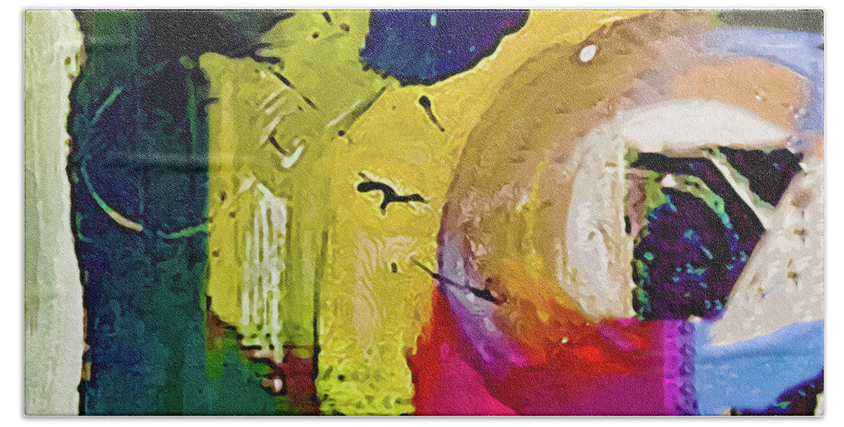 Abstract Bath Towel featuring the painting Abstract Acrylic Fun by Lisa Kaiser