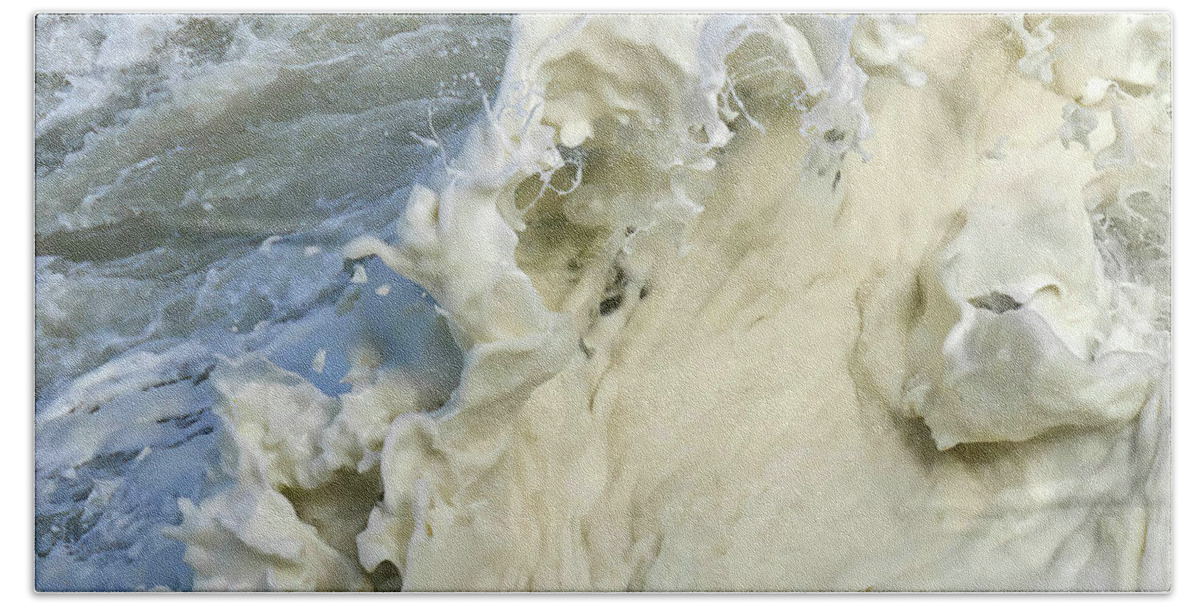 Florence Bath Towel featuring the photograph Abstract details of ocean foam, by Steve Estvanik